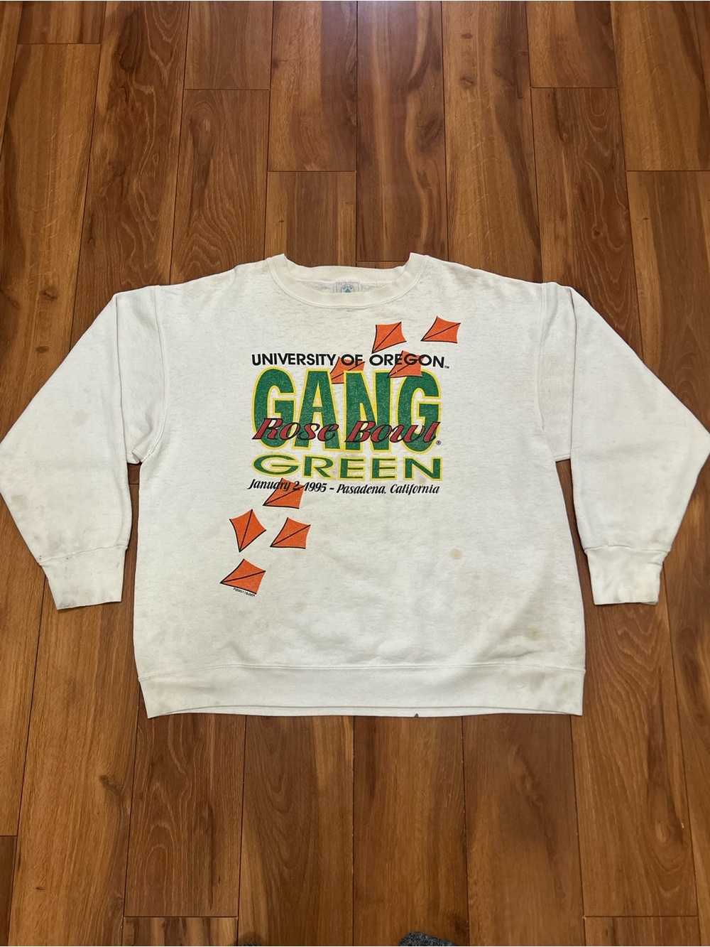VTG 1995 University Of Oregon Gang Green Rose Bowl Rare Crewneck Sweatshirt XL